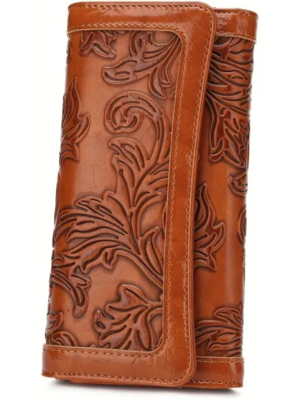 Women’s RFID Leather Trifold Wallet Embossed Long Clutch Purse Card Holder